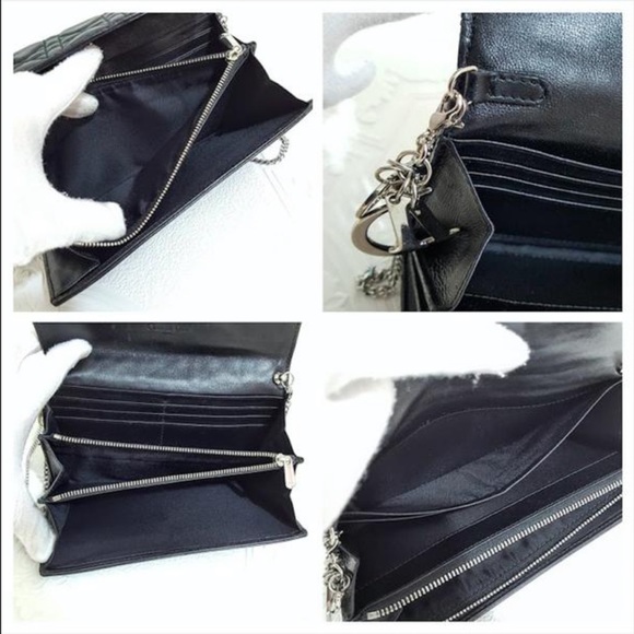 DIOR Cannage Wallet on Chain black lambskin with silver chain - Picture 9 of 9